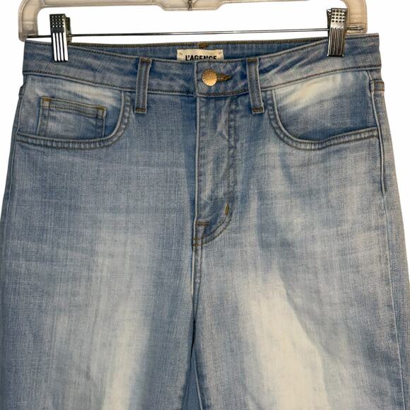 L’AGENCE Margot High Rise Skinny Jeans Women’s Sz 27 Light Wash Raw Hem - Picture 2 of 8